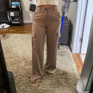 Zara Satin Effect Cargo Pants
